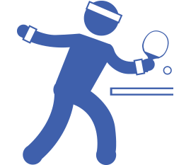 An icon of a sporty looking fella playing table tennis. Work hard. Play hard.